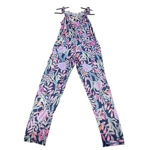 Lilly Pulitzer Girls Romper Jumpsuit Size XL Tropical Floral‎ Print Sleeveless